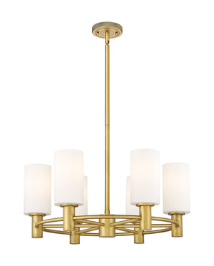 Innovations - 434-6CR-BB-G434-7WH - LED Chandelier - Downtown Urban - Brushed Brass