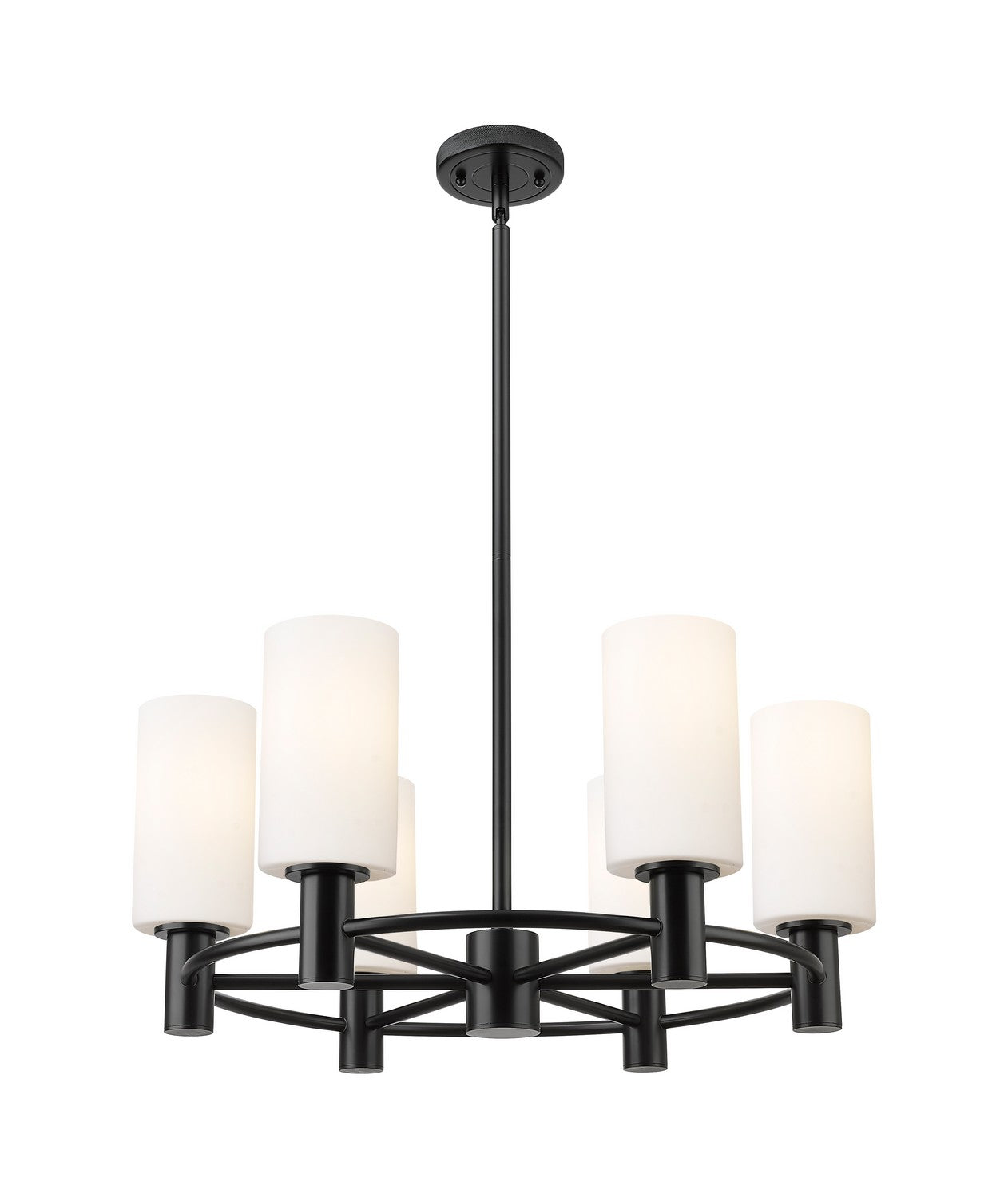 Innovations - 434-6CR-BK-G434-7WH - LED Chandelier - Downtown Urban - Matte Black