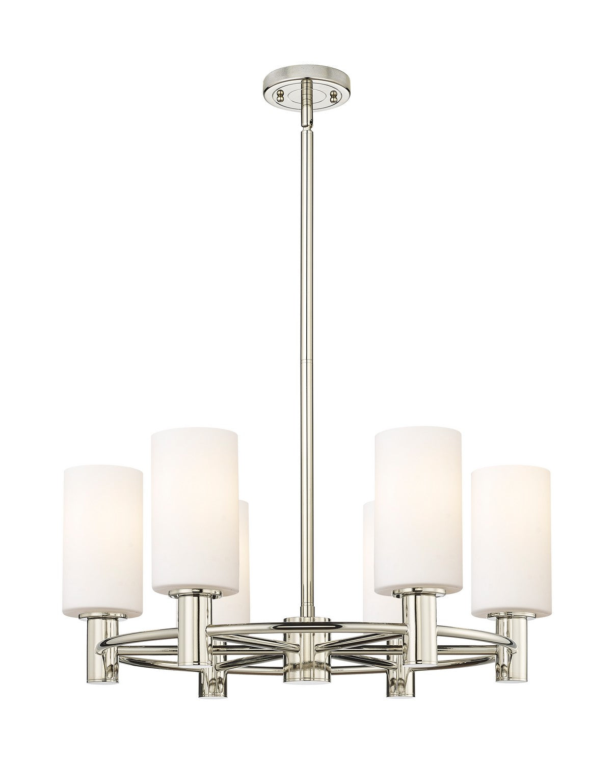 Innovations - 434-6CR-PN-G434-7WH - LED Chandelier - Downtown Urban - Polished Nickel