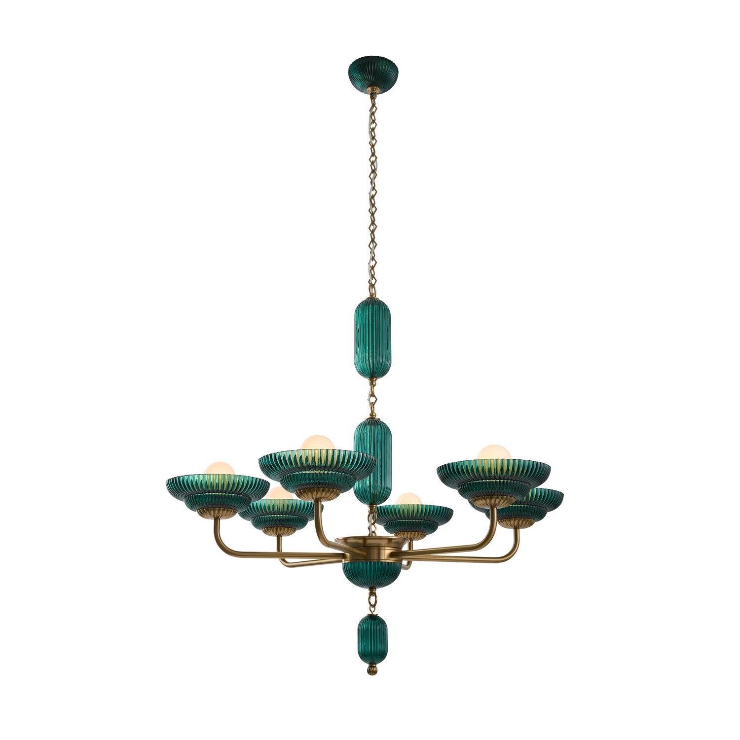 Kalco - 519671STB - Six Light Chandelier - Verde - Satin Brass