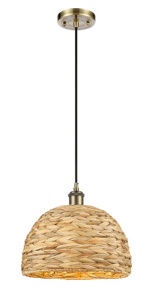 Innovations - 516-1P-AB-RBD-12-NAT - One Light Pendant - Ballston - Antique Brass