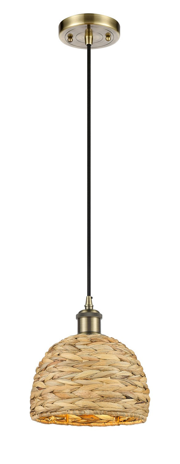 Innovations - 516-1P-AB-RBD-8-NAT - One Light Pendant - Ballston - Antique Brass