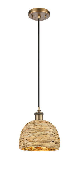 Innovations - 516-1P-BB-RBD-8-NAT - One Light Pendant - Ballston - Brushed Brass