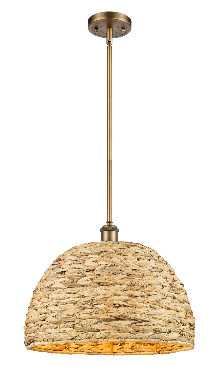 Innovations - 516-1S-BB-RBD-16-NAT - One Light Pendant - Ballston - Brushed Brass