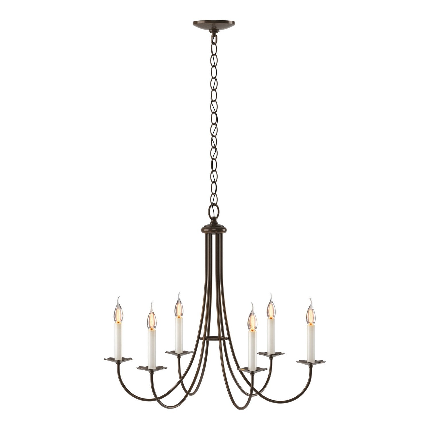 Hubbardton Forge - 101160-SKT-05 - Simple Sweep 6 Arm Chandelier - Simple Lines - Bronze