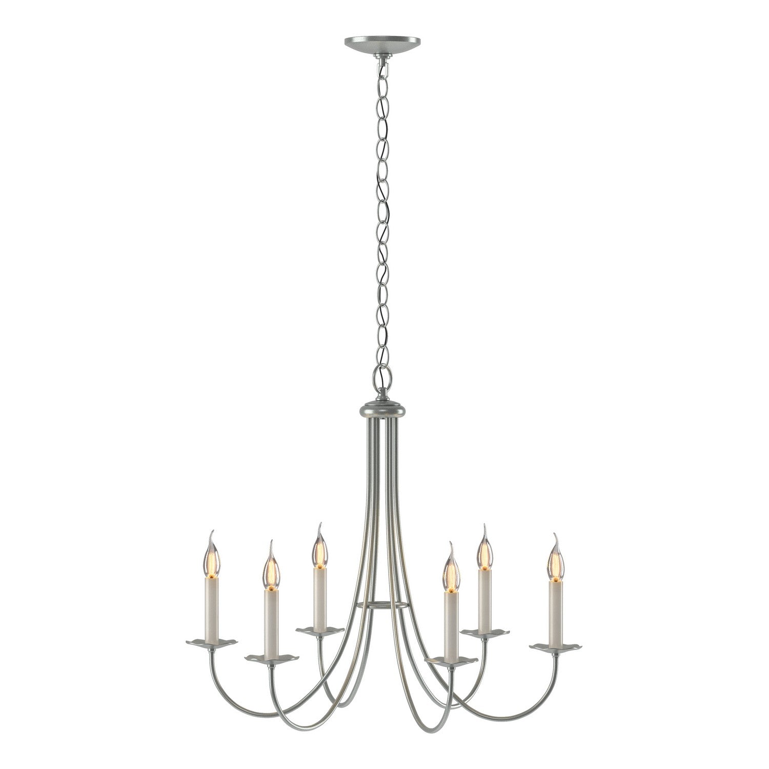 Hubbardton Forge - 101160-SKT-82 - Simple Sweep 6 Arm Chandelier - Simple Lines - Vintage Platinum