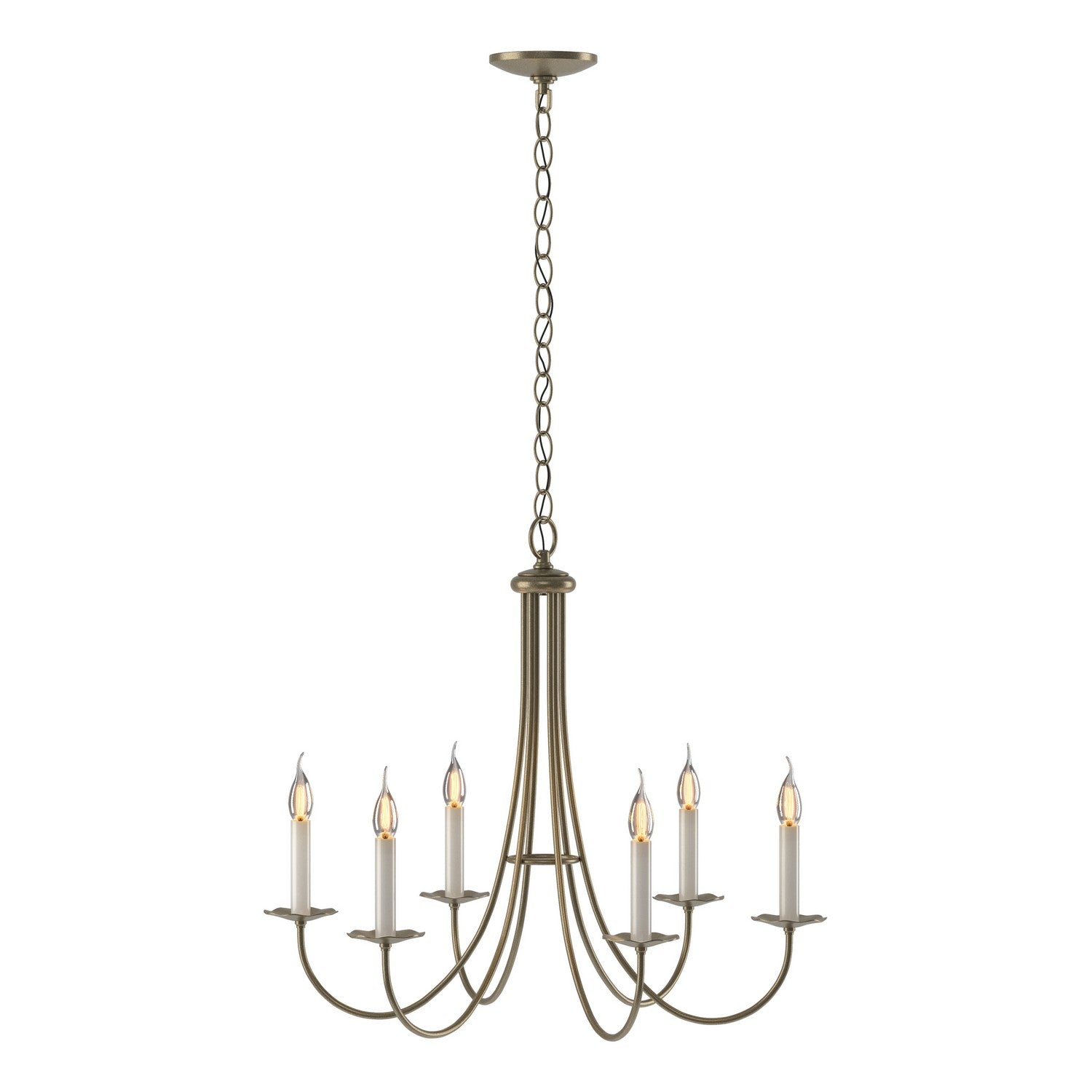 Hubbardton Forge - 101160-SKT-84 - Simple Sweep 6 Arm Chandelier - Simple Lines - Soft Gold