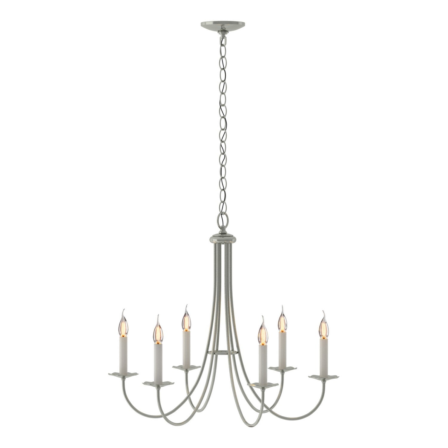 Hubbardton Forge - 101160-SKT-85 - Simple Sweep 6 Arm Chandelier - Simple Lines - Sterling