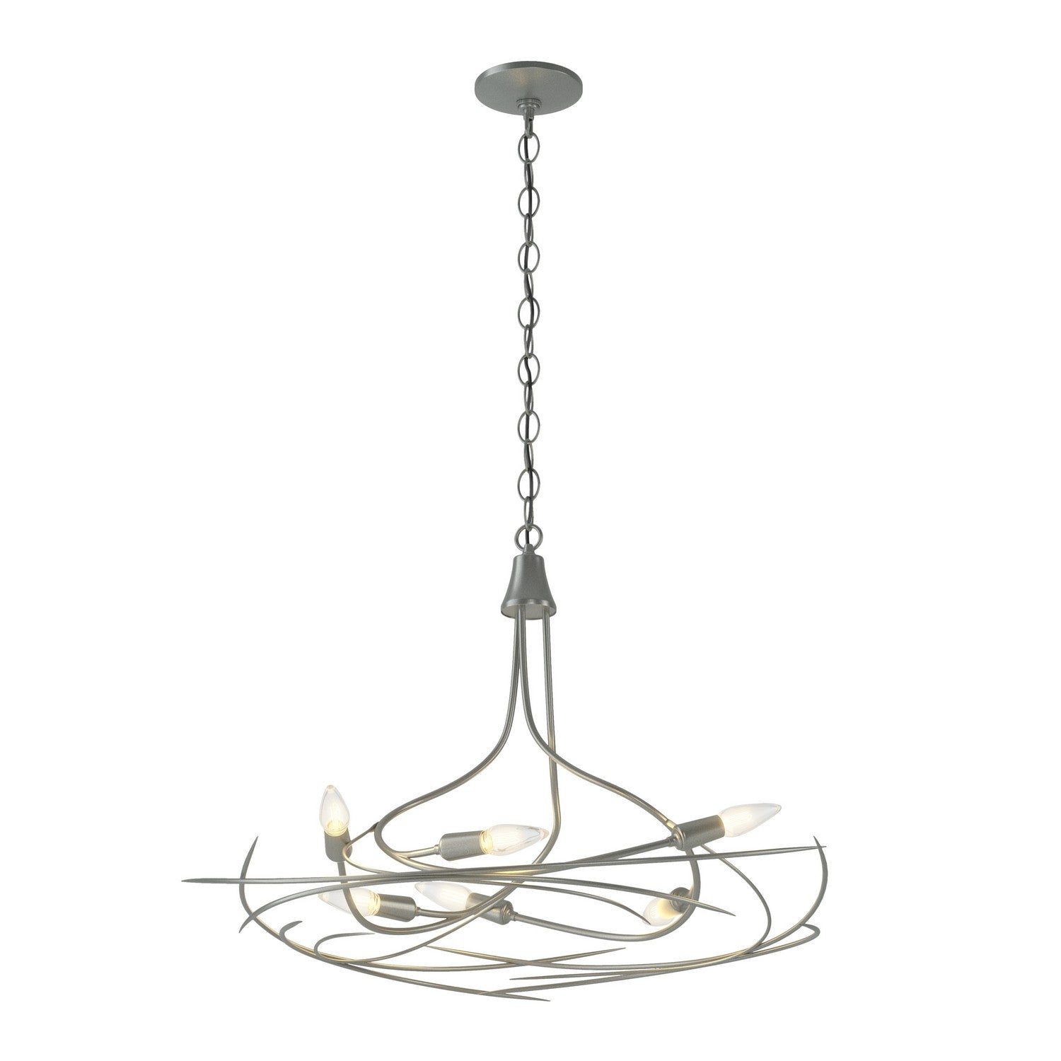 Hubbardton Forge - 101620-SKT-82 - Six Light Chandelier - Wisp - Vintage Platinum