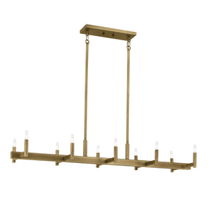 Kichler - 52614NBR - Ten Light Linear Chandelier - Erzo - Natural Brass