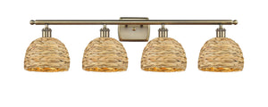 Innovations - 516-4W-AB-RBD-8-NAT - Four Light Bath Vanity - Ballston - Antique Brass