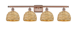 Innovations - 516-4W-AC-RBD-8-NAT - Four Light Bath Vanity - Ballston - Antique Copper