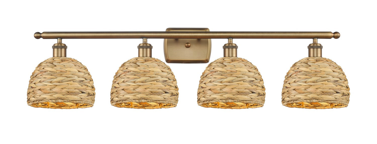 Innovations - 516-4W-BB-RBD-8-NAT - Four Light Bath Vanity - Ballston - Brushed Brass