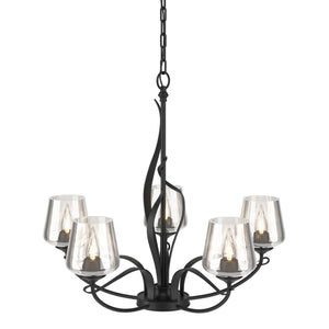 Hubbardton Forge - 103040-SKT-10-ZM0236 - Five Light Chandelier - Flora - Black