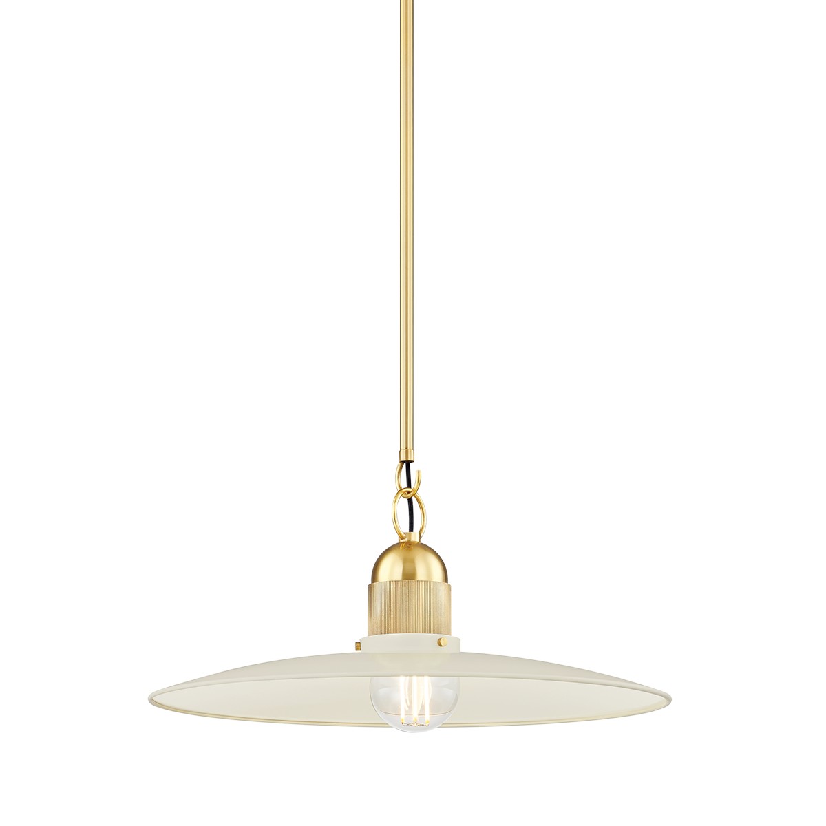 Mitzi - H793701-AGB/SCR - One Light Pendant - Leanna - Aged Brass/Soft Cream