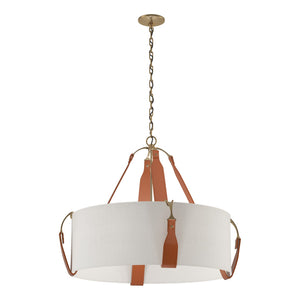 Hubbardton Forge - 104072-SKT-27-LC-SE2812 - Four Light Pendant - Saratoga - Antique Brass