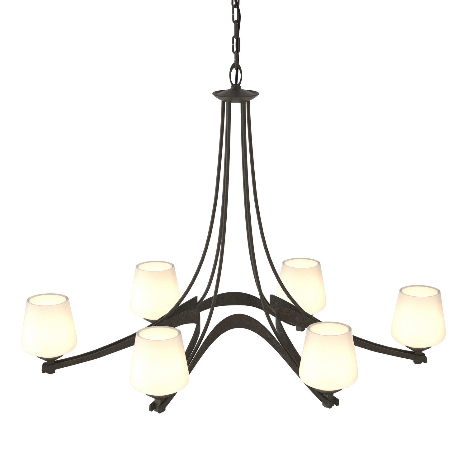 Hubbardton Forge - 104106-SKT-07-GG0236 - Six Light Chandelier - Ribbon - Dark Smoke