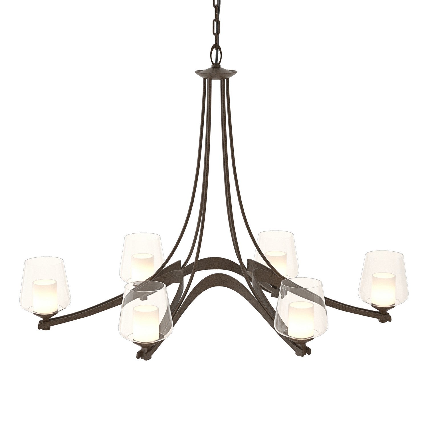 Hubbardton Forge - 104116-SKT-05-ZU0291 - Oval Ribbon 6 Arm Chandelier - Ribbon - Bronze