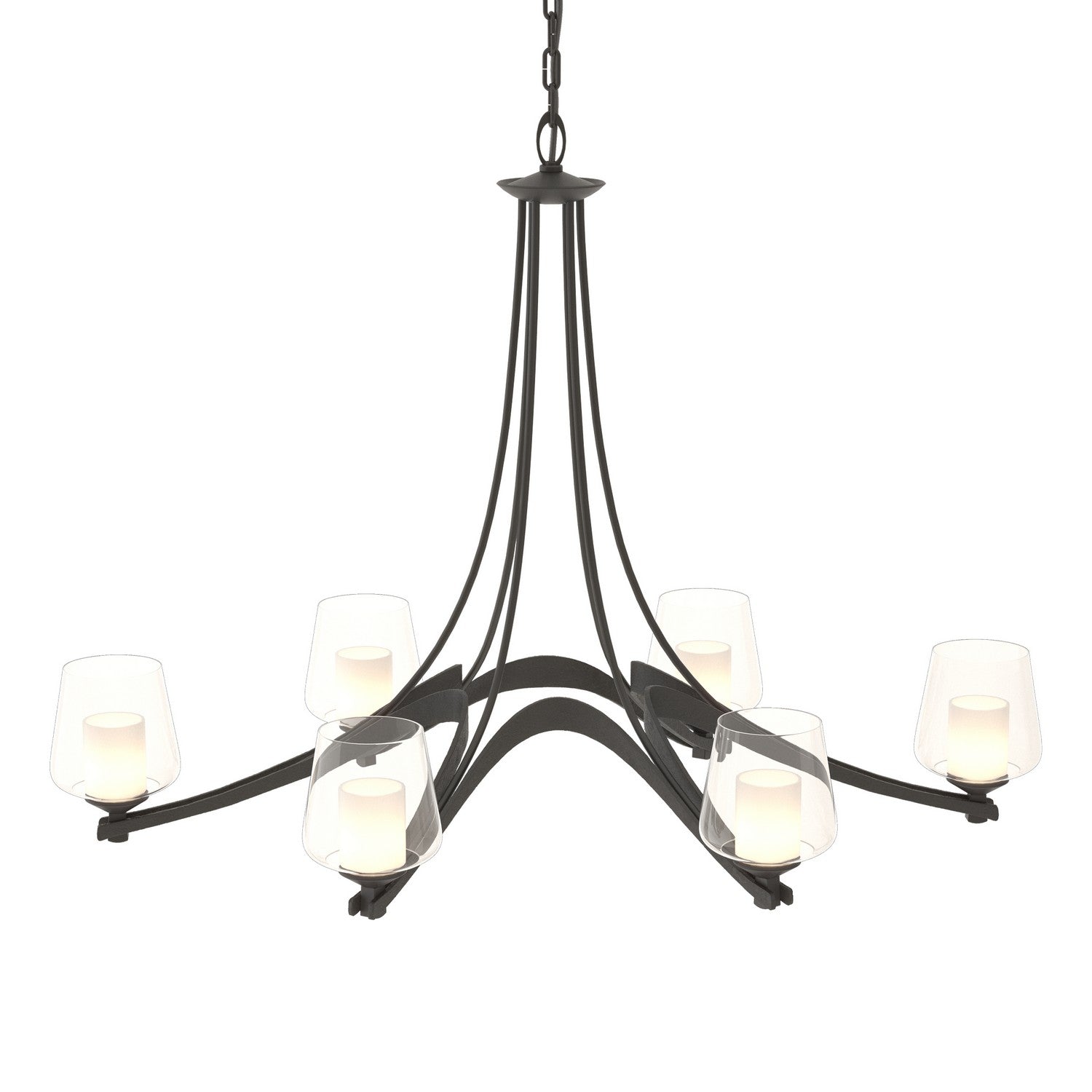 Hubbardton Forge - 104116-SKT-10-ZU0291 - Oval Ribbon 6 Arm Chandelier - Ribbon - Black