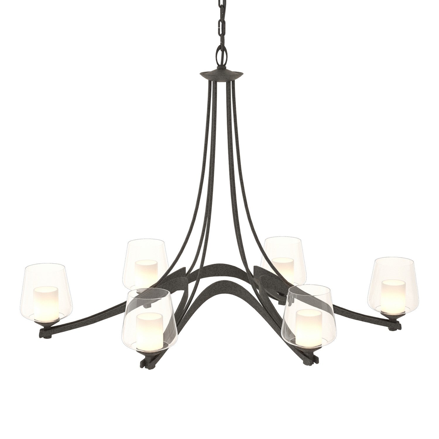 Hubbardton Forge - 104116-SKT-20-ZU0291 - Oval Ribbon 6 Arm Chandelier - Ribbon - Natural Iron