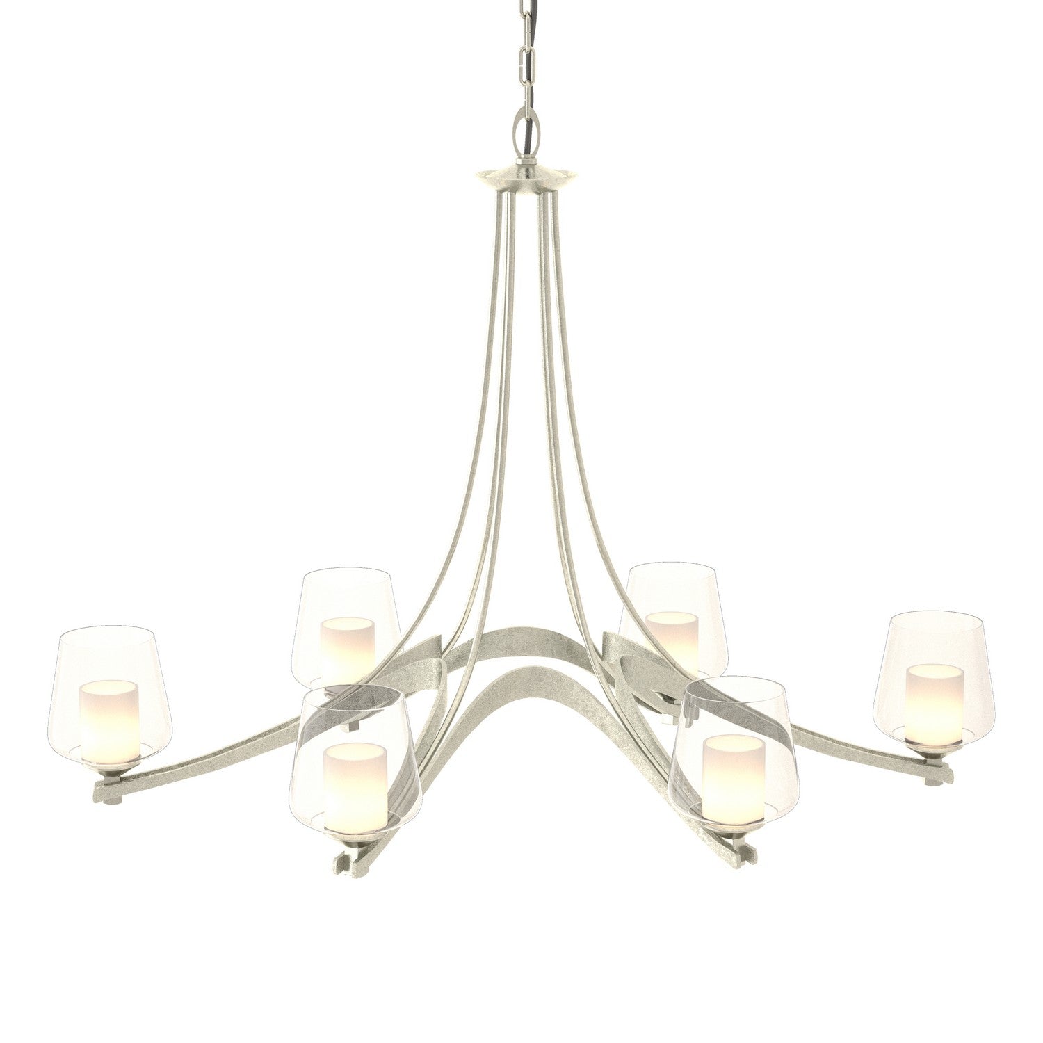 Hubbardton Forge - 104116-SKT-85-ZU0291 - Oval Ribbon 6 Arm Chandelier - Ribbon - Sterling
