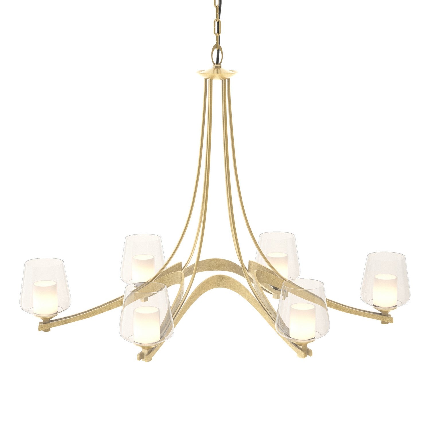 Hubbardton Forge - 104116-SKT-86-ZU0291 - Oval Ribbon 6 Arm Chandelier - Ribbon - Modern Brass