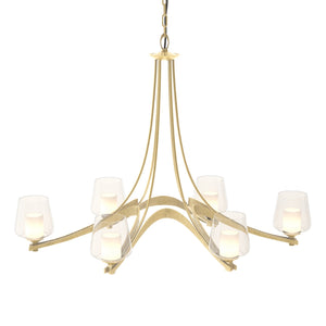 Hubbardton Forge - 104116-SKT-86-ZU0291 - Six Light Chandelier - Ribbon - Modern Brass