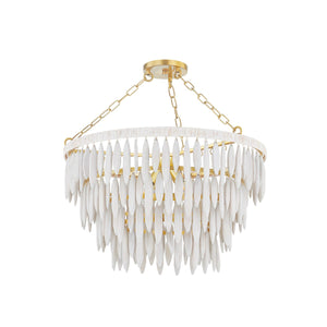 Mitzi - H805804-AGB - Four Light Chandelier - Tiffany - Aged Brass/Textured Cream