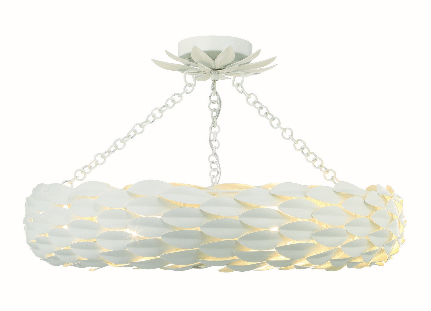 Crystorama - 536-MT_CEILING - Six Light Semi Flush Mount - Broche - Matte White