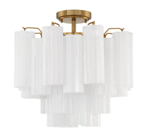 Crystorama - ADD-300-AG-WH_CEILING - Four Light Semi Flush Mount - Addis - Aged Brass