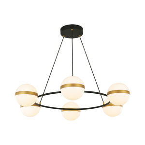 Alora - CH302006MBBG - LED Chandelier - Tagliato - Matte Black/Brushed Gold