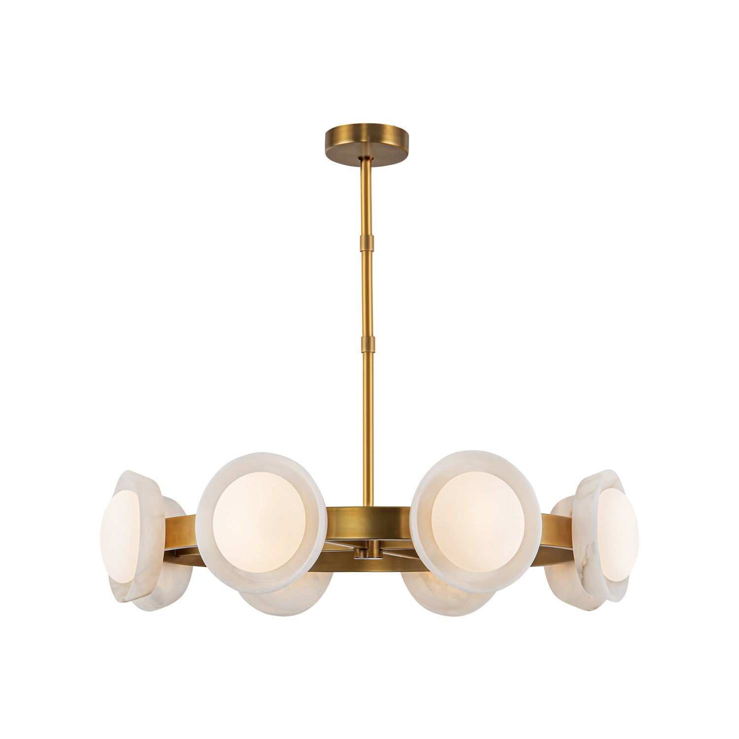 Alora - CH320837VBAR - LED Chandelier - Alonso - Vintage Brass/Alabaster