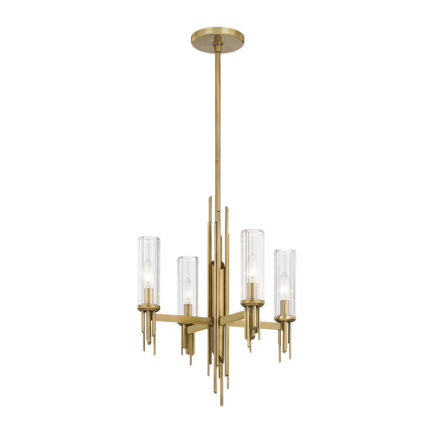 Alora - CH335418VBCR - Four Light Chandelier - Torres - Ribbed Glass/Vintage Brass