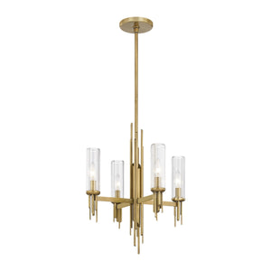 Alora - CH335418VBCR - Four Light Chandelier - Torres - Ribbed Glass/Vintage Brass