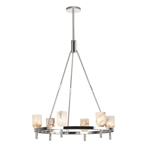 Alora - CH338632PNAR - Six Light Chandelier - Lucian - Polished Nickel/Alabaster