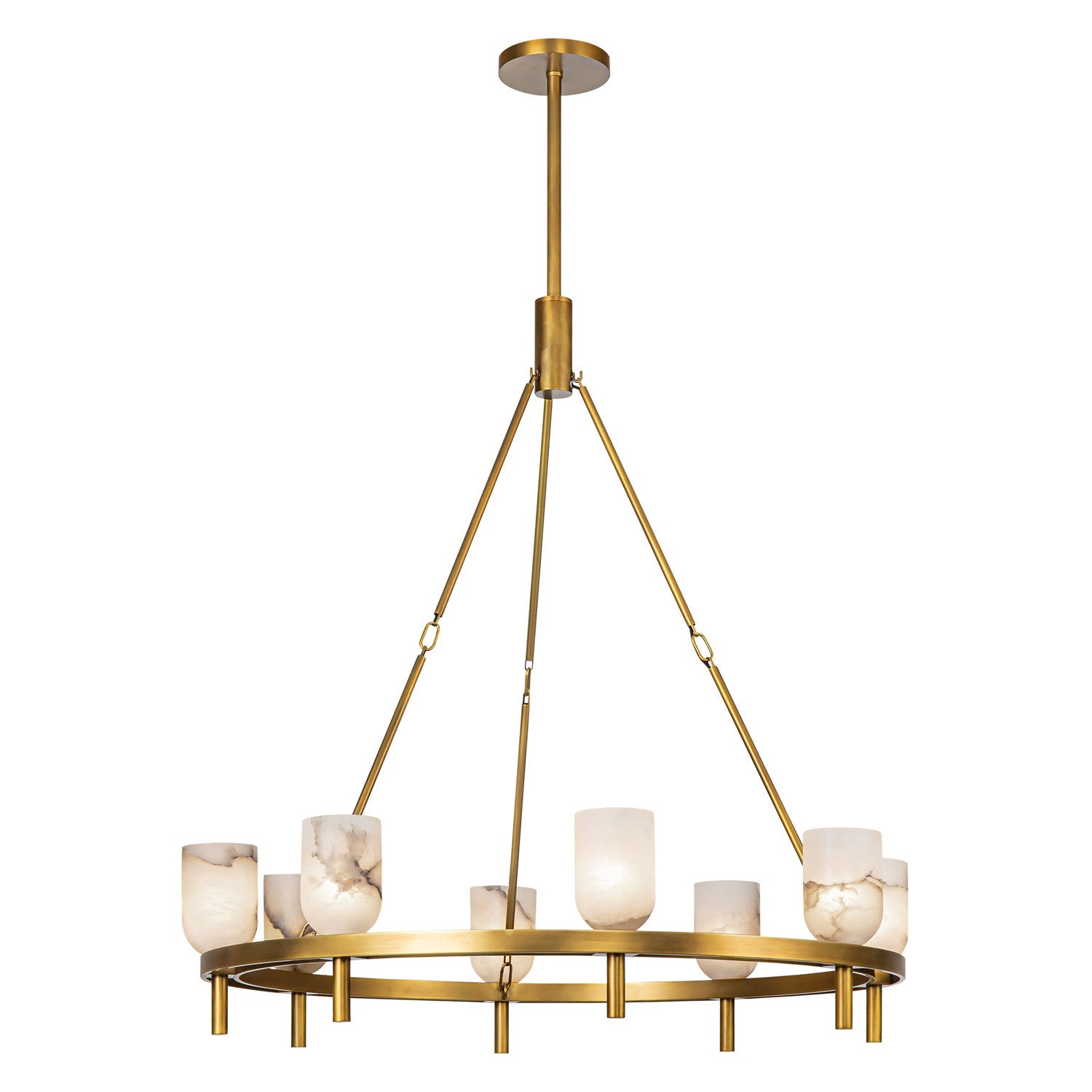 Alora - CH338836VBAR - Eight Light Chandelier - Lucian - Vintage Brass/Alabaster