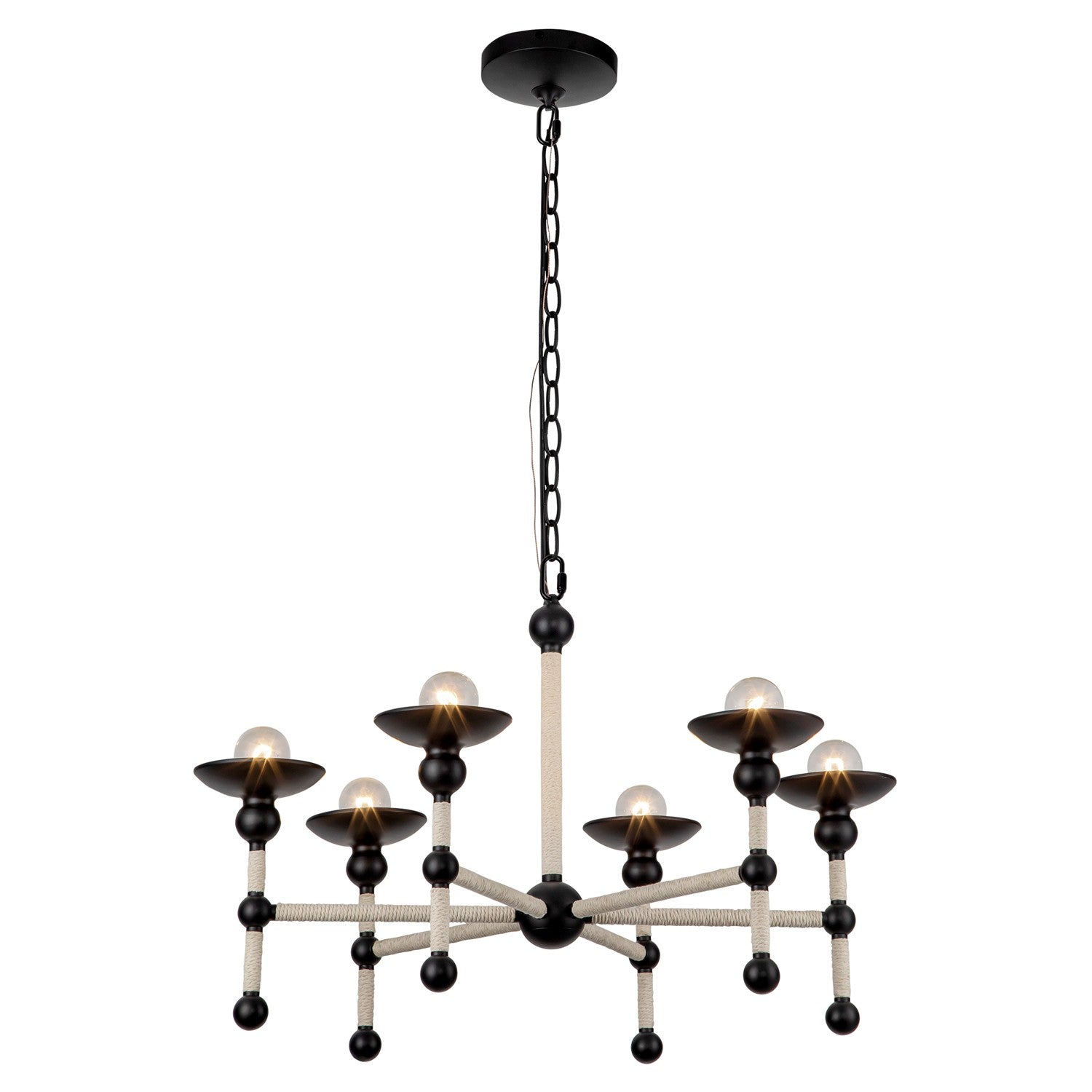 Alora - CH343625MBCN - Six Light Chandelier - Nadine - Matte Black/Cotton