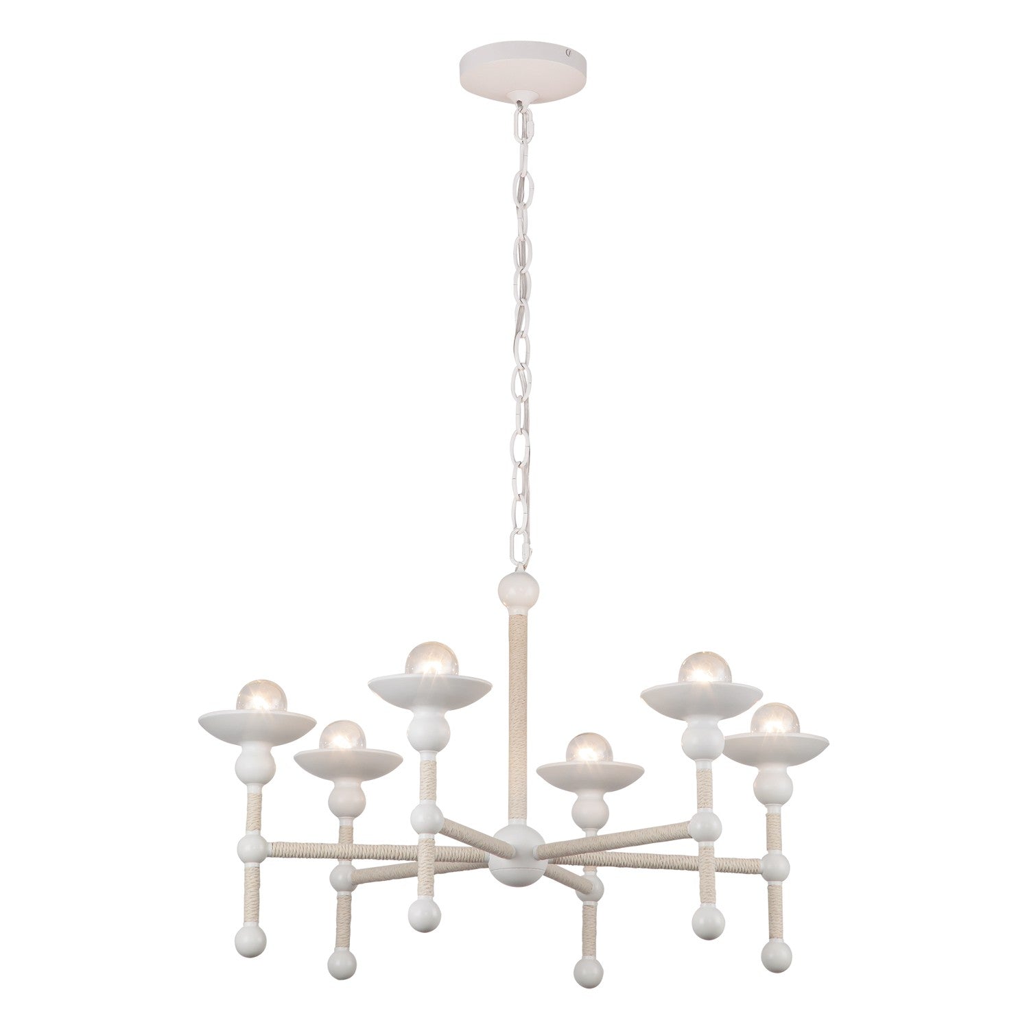 Alora - CH343625MWCN - Six Light Chandelier - Nadine - Matte White/Cotton