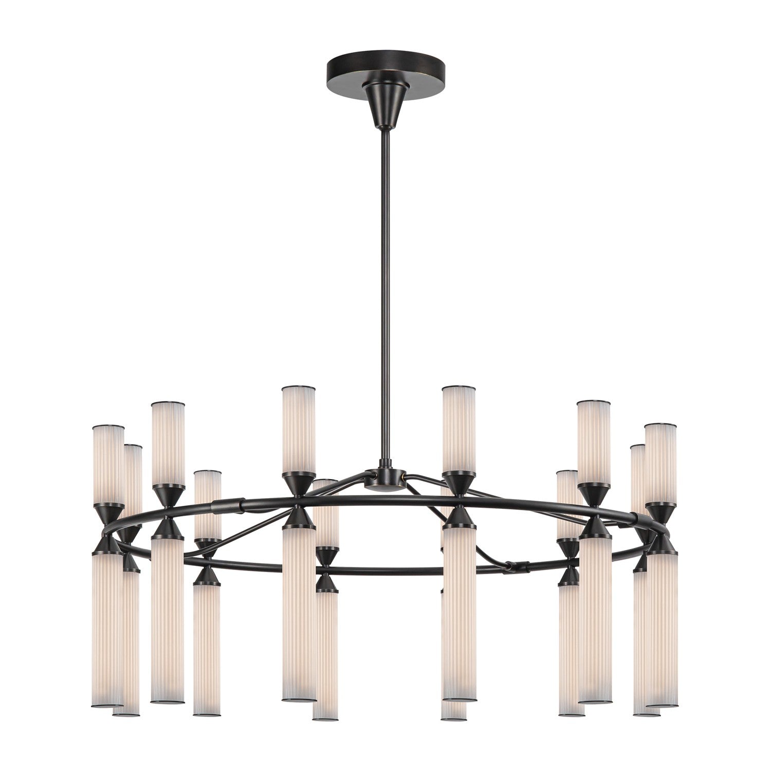 Alora - CH348038UBFR - LED Chandelier - Edwin - Urban Bronze/Frosted Ribbed Glass