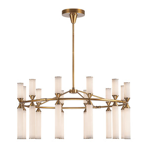 Alora - CH348038VBFR - LED Chandelier - Edwin - Vintage Brass/Frosted Ribbed Glass