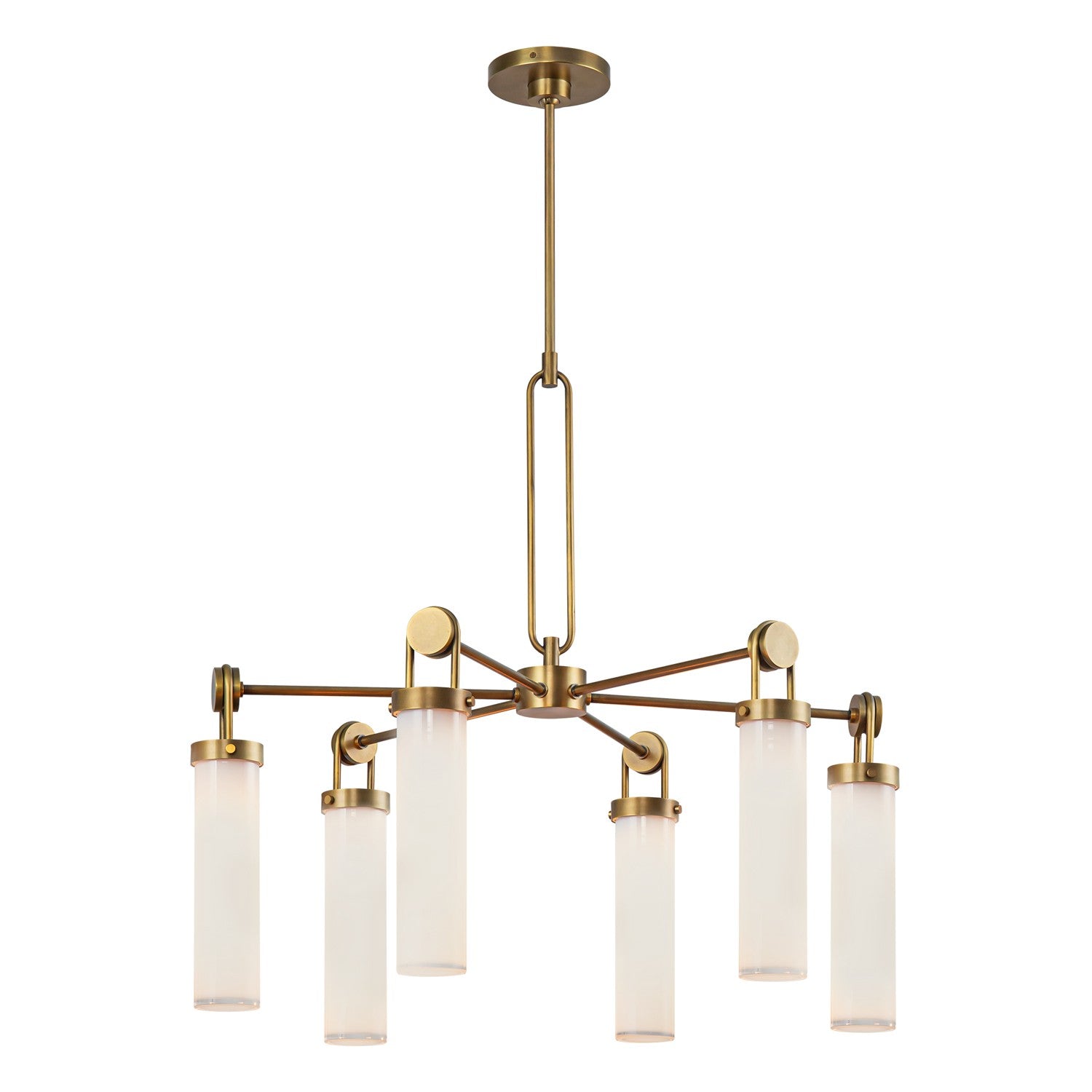 Alora - CH355632VBGO - Six Light Chandelier - Wynwood - Vintage Brass/Glossy Opal