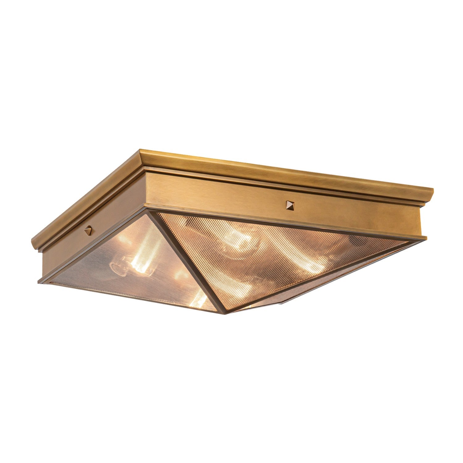 Alora - FM332919VBCR - Four Light Flush Mount - Cairo - Ribbed Glass/Vintage Brass