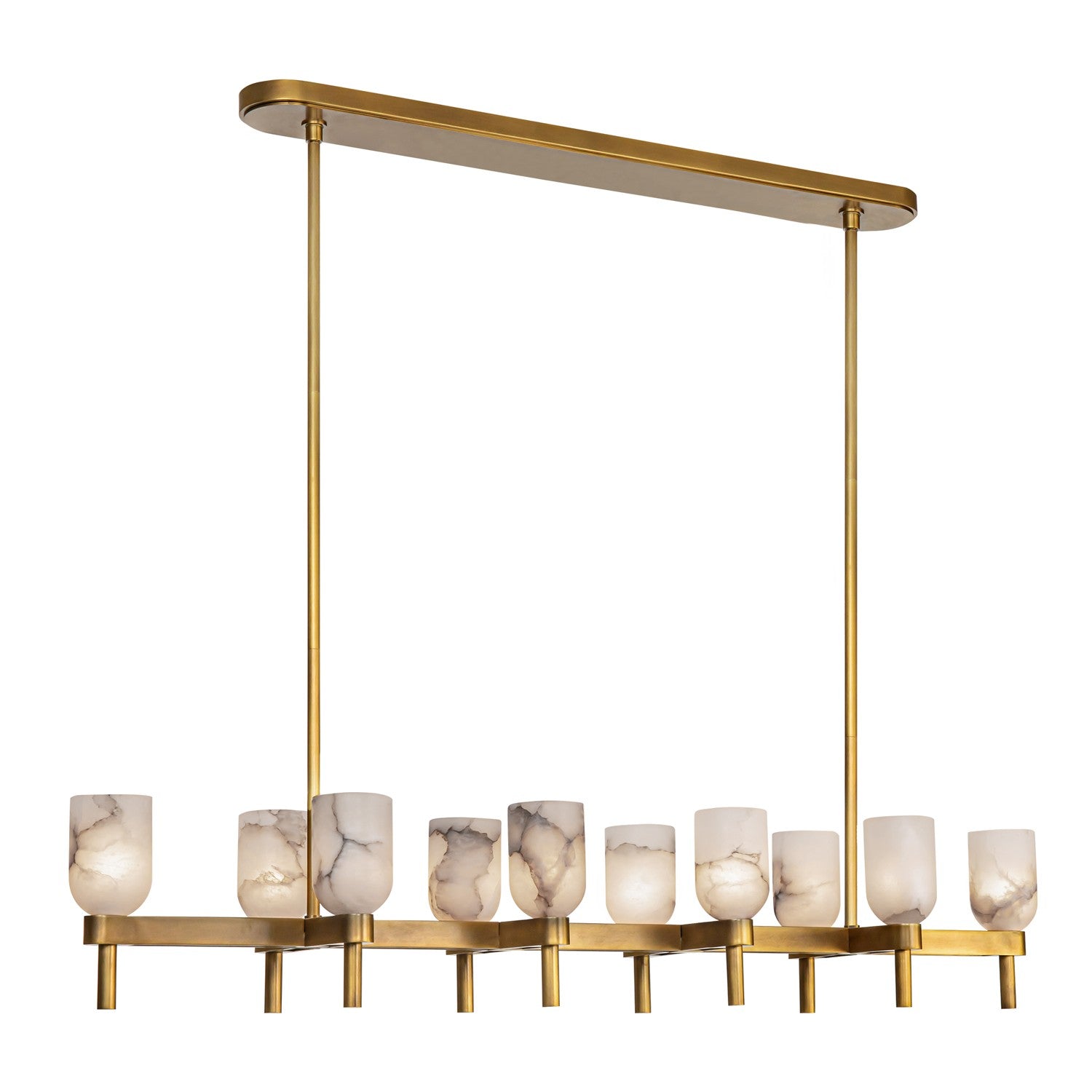 Alora - LP338052VBAR - Ten Light Linear Pendant - Lucian - Vintage Brass/Alabaster