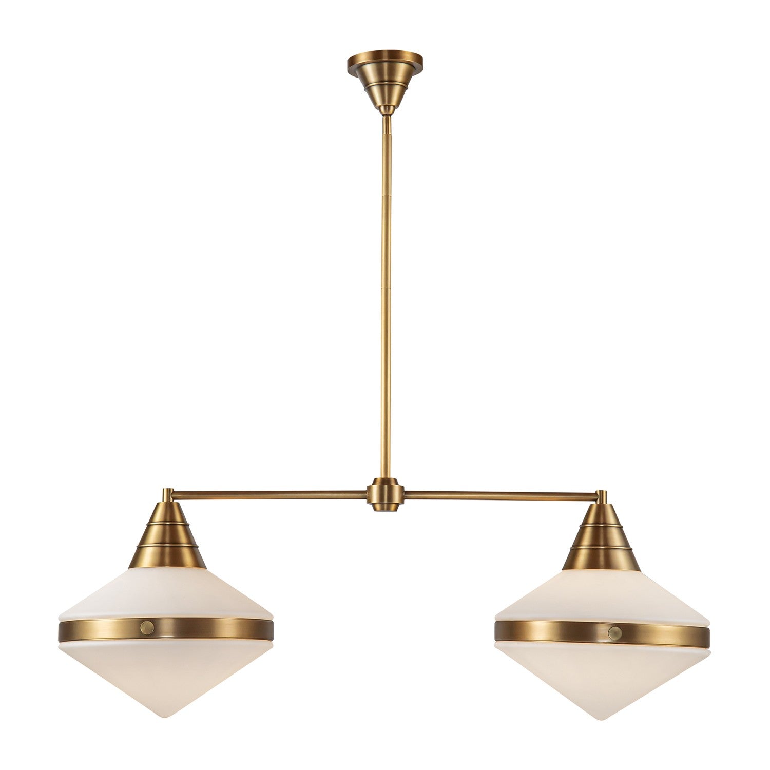 Alora - LP348241VBOP - Two Light Linear Pendant - Willard - Vintage Brass/Opal Matte Glass