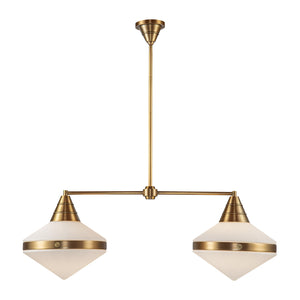 Alora - LP348241VBOP - Two Light Linear Pendant - Willard - Vintage Brass/Opal Matte Glass