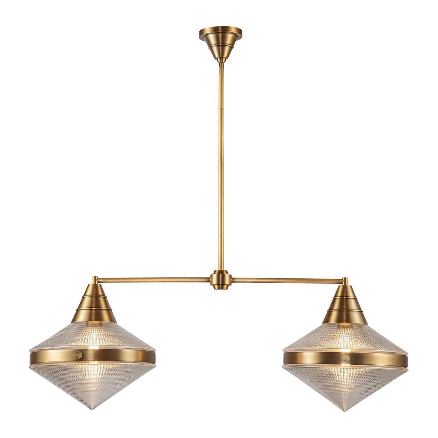 Alora - LP348241VBPG - Two Light Linear Pendant - Willard - Vintage Brass/Prismatic Glass