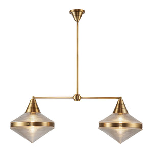 Alora - LP348241VBPG - Two Light Linear Pendant - Willard - Vintage Brass/Prismatic Glass