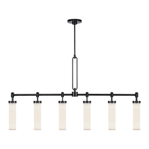 Alora - LP355652UBGO - Six Light Linear Pendant - Wynwood - Urban Bronze/Glossy Opal