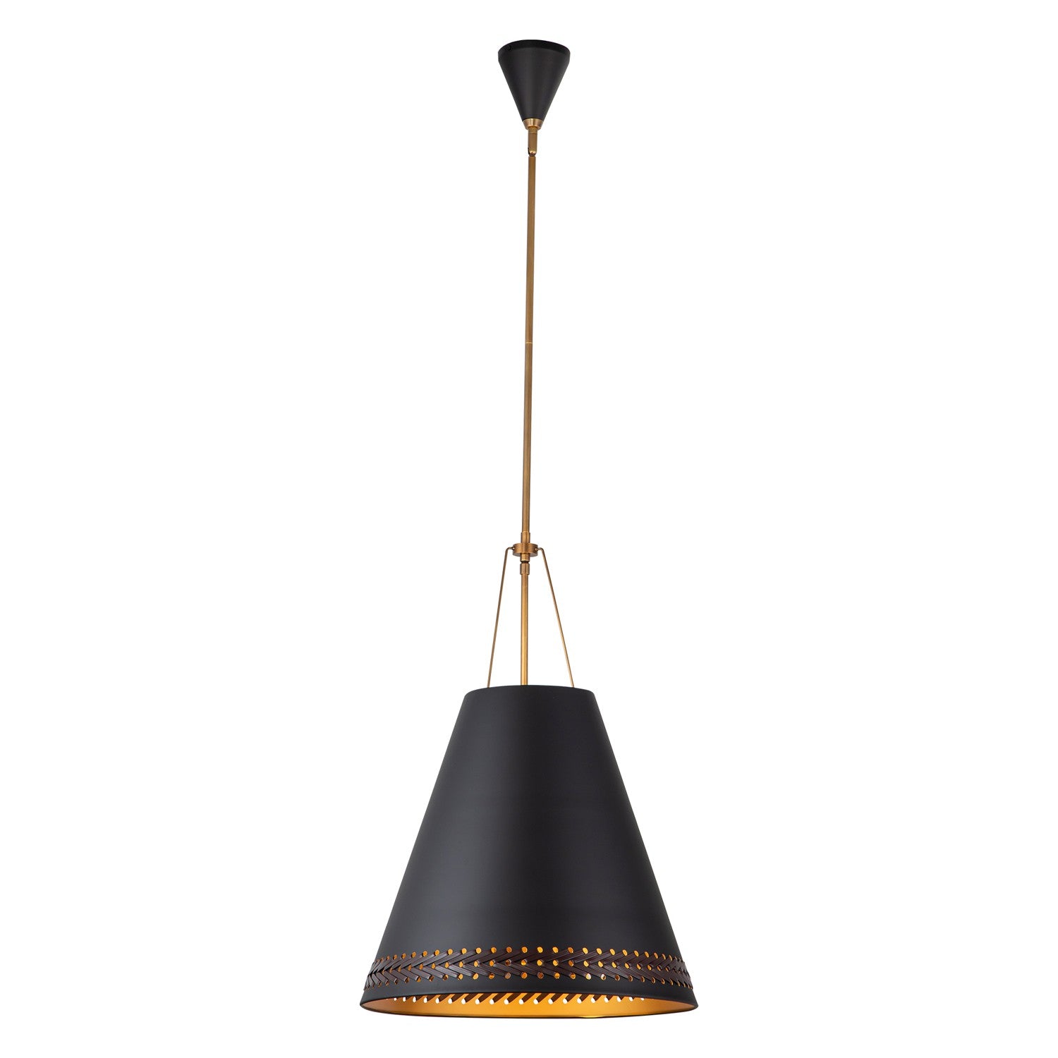 Alora - PD342020MBHL - Three Light Pendant - Brickell - Matte Black/Hazelnut Leather