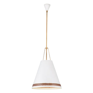 Alora - PD342020MWHL - Three Light Pendant - Brickell - Matte White/Hazelnut Leather